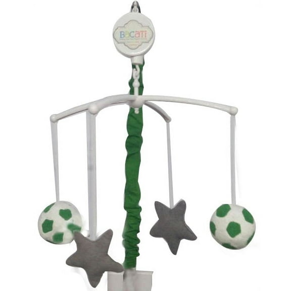 Bacati - Soccer Green/Grey Musical Baby Crib Mobile