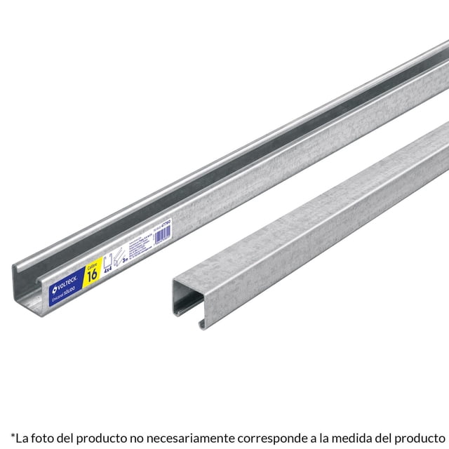 Perfil unical sólido de 3 m, 4 x 2 cm, calibre 14, Volteck Volteck PU-142S