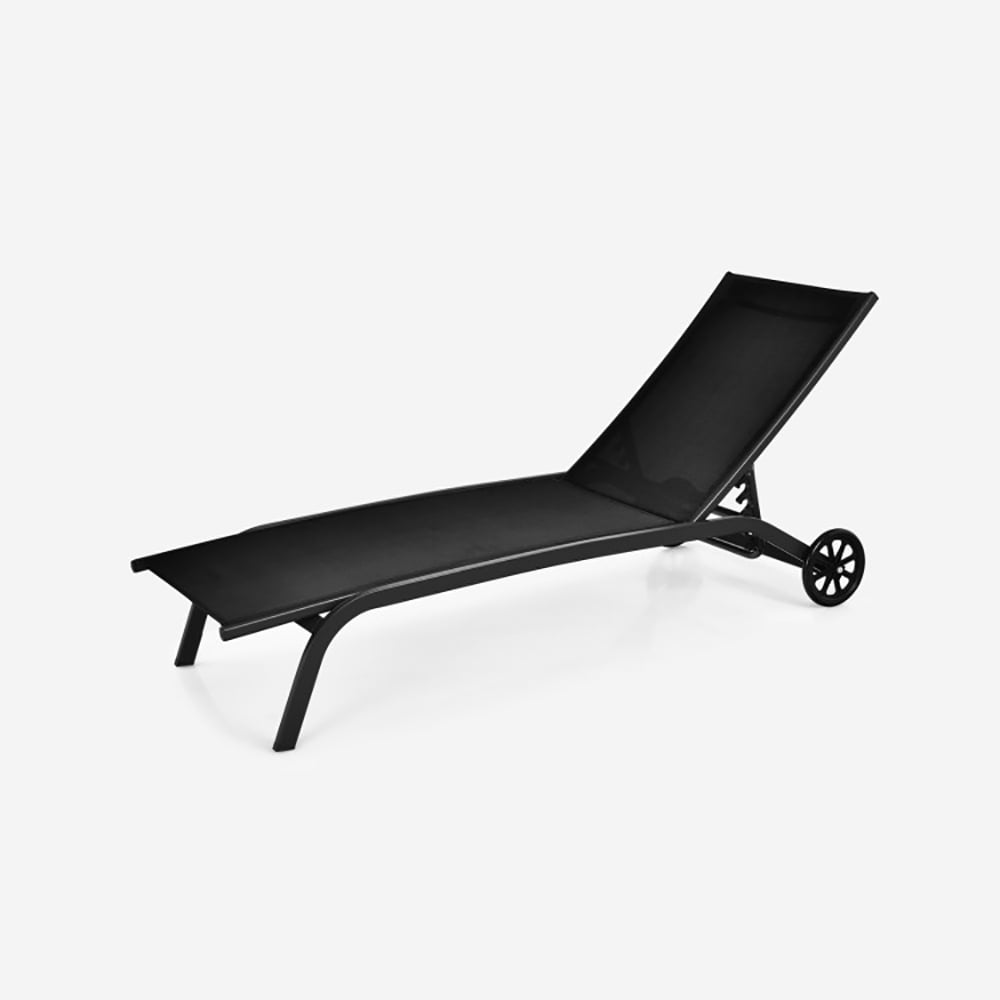 Aimee Lii 6-Poisition Adjustable Outdoor Chaise Recliner with Wheels, Patio Loungers, Black Aimee Lii 6-Poisition Adjustable Outdoor Chaise Recliner with Wheels, Patio Loungers, Black
