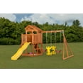 thumbnail image 3 of Creative Cedar Designs Timber Valley Wooden Playset with Wooden Roof, Glider Swing, Sandbox, Climbing Wall, Ladder, Slide & Belt Swings, 3 of 6