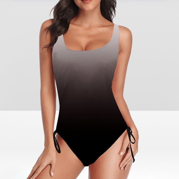 Summer Saving pimelu Bathing Suit for Women One Piece Swimsuit for Women Tankini Swimsuits Bathing Suit with Drawstring Beach Gradient Print Tummy Control Swimsuit Womens Bathing Suits