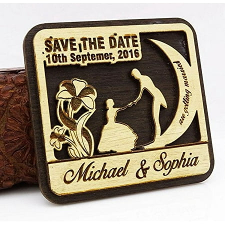 

20 Save the Date Wooden Magnet Custom Engraved Wooden Magnet Rustic Wedding Announcements Idea