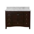 thumbnail image 2 of KBC Abbey 48" Solid Wood Bathroom Vanity w/ Carrara Stone in Chocolate, 2 of 7