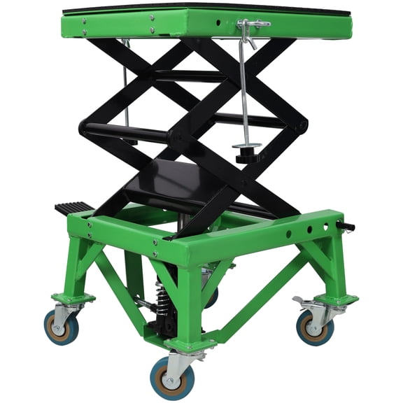 350LB Hydraulic Motorcycle Scissor Jack Lift with Foot Step & 4 Wheels, Portable Dirt Bike & ATV Stand（16"×17.5"）
