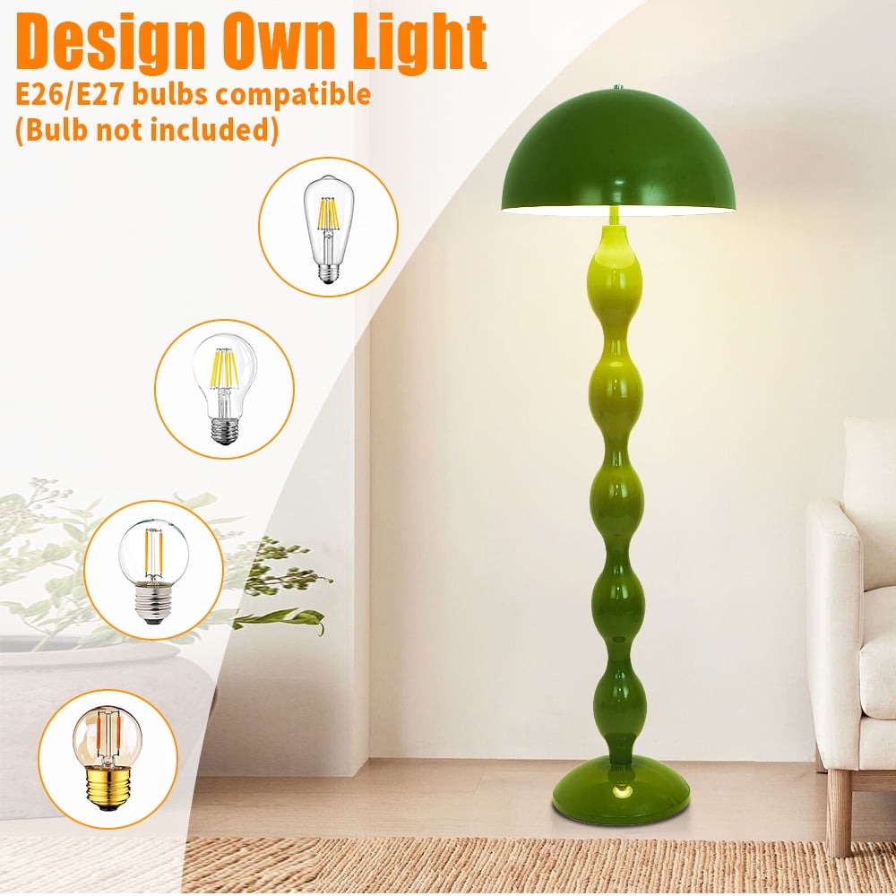 Elinkume Mushroom Floor Lamp, Modern Design Lamp for Living Room, L 15.7* H 59 inches (Green)