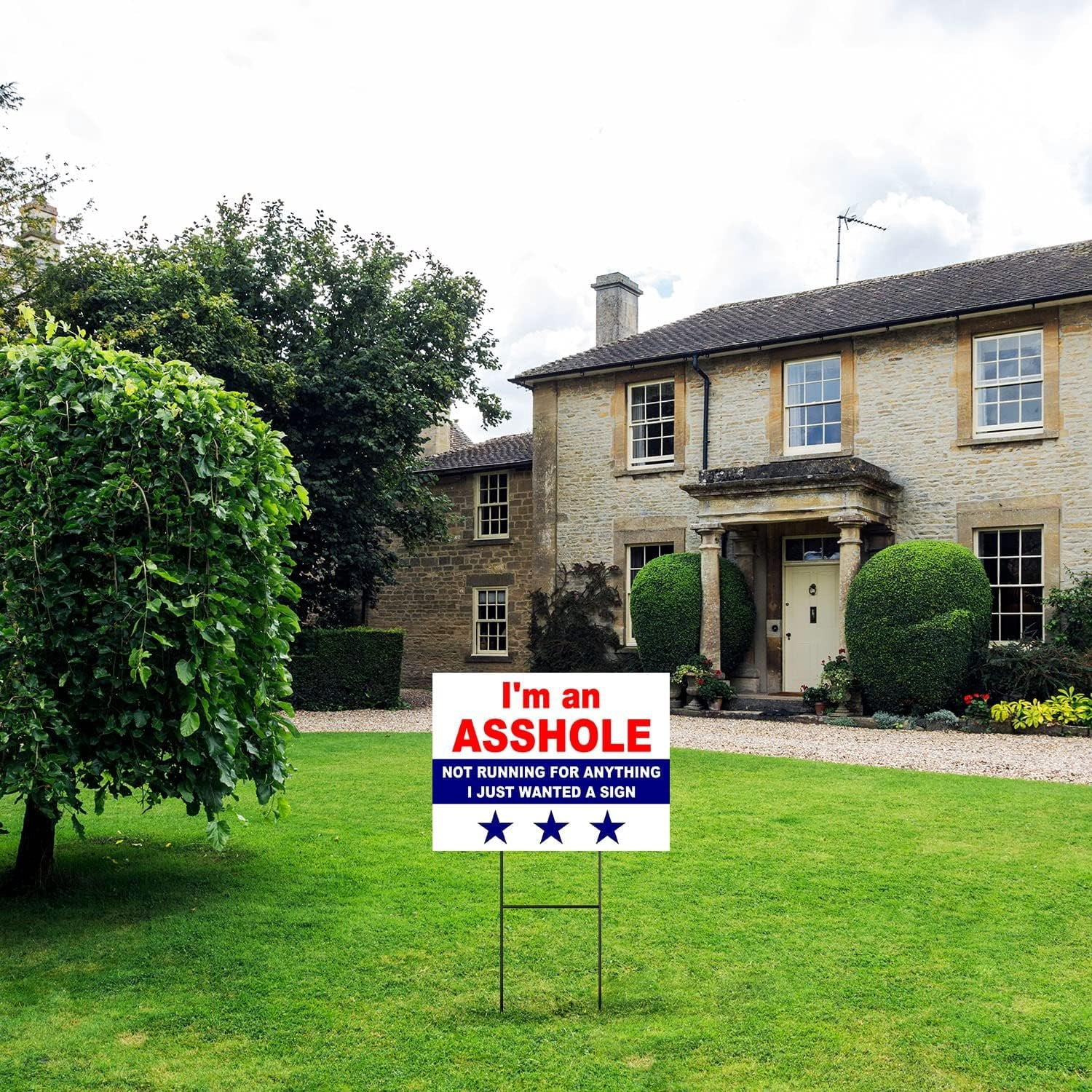 Double Sided Sign I'M A NOT RUNNING FOR ANYTHING Yard Sign ROAD SIGN with Stand
