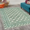 thumbnail image 2 of Vintage Decorative Rug, Ethnic Themed Squares and Circle Details Antique Themed Mesh Grid, Quality Carpet for Bedroom Dorm and Living Room, 6 Sizes, Seafoam Peach and Coconut, by Ambesonne, 2 of 4