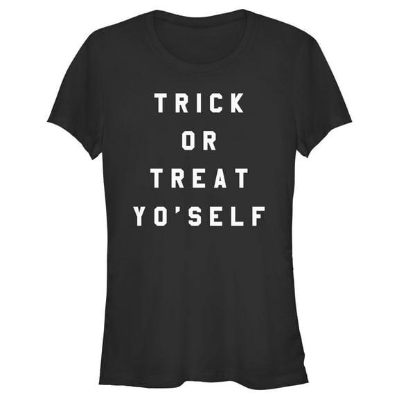 Junior's Lost Gods Halloween Trick Or Treat Yo' Self  Graphic Tee Black Small