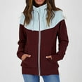 thumbnail image 2 of ATOYSOY Loose Thicken Jackets with Pockets for Women Trendy Long Sleeve Coat Zipper Up Stand Collar Winter Solid Color Tops Workout Casual Sweatshirts Red XXL, 2 of 7
