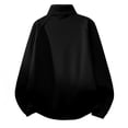 thumbnail image 3 of Women's Fashionable Casual Plus Size Coat - Long Sleeve, Thickened Fleece Lined, Stand-Up Collar, Black, L, 3 of 5