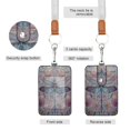 thumbnail image 2 of PU Leather Badge Holder ID Badge Holder with Lanyard for Cards & Credentials Watercolor Ornate Dragonfly, 2 of 6