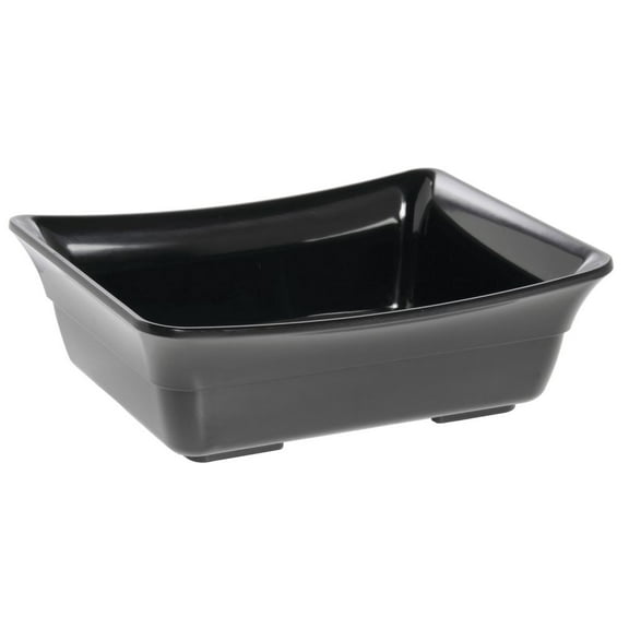 HUBERT® Serving Bowl Display Bowl 1/2 Size Black Melamine Curveware Pan - 9 7/8 L x 12" W x 4" D