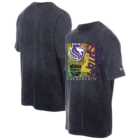 Men's New Era Black Sacramento Kings Distressed Sport Classics Enzyme Washed T-Shirt