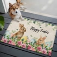 thumbnail image 4 of Rectangle Area Rug 2x3ft, Farmhouse Rabbit Retro Linen Non-Slip Non-Shedding Floor Mat, Easter Green Leaf Spring Flower Washable Sturdy Carpet for Living Room Bedroom Home Decor, 4 of 9