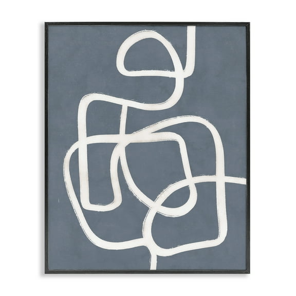 Stupell Industries Blue Freeflow Line Abstract Painting Black Framed Art Print Wall Art, 11 x 14