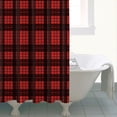 thumbnail image 4 of Red and Black Christmas Plaid Pattern Shower Curtain 84"x72" ,Bathroom Decorative Shower Curtains Set with 12 Hooks,Modern Waterproof Washable Shower Curtain, 4 of 6
