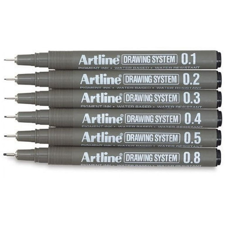 Artline Drawing Pen Set - Assorted Sizes, Wallet, Set of 6