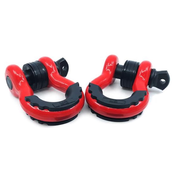 GA GearAmerica Manilles en D Robustes Capacité de 58 000 lbs - Manille de Remorquage, Goupille de 7/8 Pouces et Rondelles - Connectez Sécuriséement la Sangle de Remorquage Ou la Corde de Treuil pour Récupération Tout-Terrain (Rouge, 2 Pack) - Anneau en D