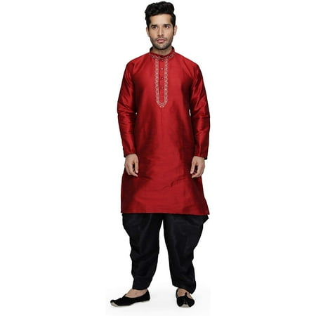 

Royal Kurta Mens Silk Blend Kurta Salwar Set (38 Maroon-Black)