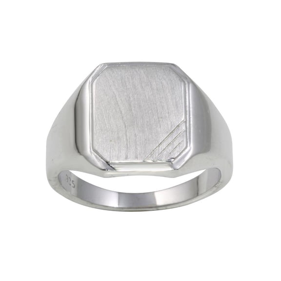 Rhodium Plated 925 Sterling Silver Engravable Octagon Ring Band Jewelry Female Male Unisex Size 12