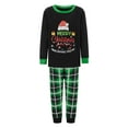 thumbnail image 2 of Qiylii Family Matching Christmas Pajama Set, Parent-Child Letter Print Long Sleeve Tops Plaid Elastic Waist Pants for Holiday Pjs Outfits Green, 2 of 10