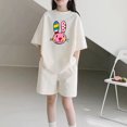 thumbnail image 2 of Vunhao Girls Animal Print Outfit Sets Size 7-8 Casual Two-Piece Short Sleeve Top and Shorts Loose Fit Summer Clothes,Beige,Size 4 T, 2 of 6