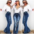 thumbnail image 5 of HLSOHJP New 6 Style Women's High Waist Flare Jeans Fashion Casual Lifting Butt Stretching Denim Wide Leg Pants S-2XL Drop shipping, 5 of 6