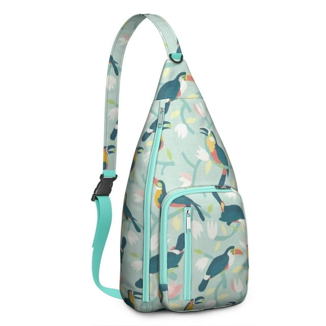 Hummingbird Hiking Sling - Colorful Bird Pattern Shoulder Backpack, Durable Layered Storage for Outdoor Adventures & Cycling