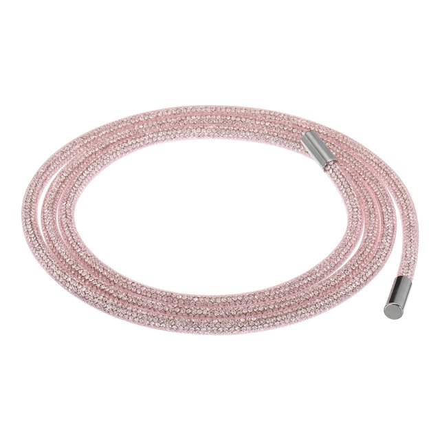 Unique Bargains 1.5 Yard 6 mm Rhinestone Tube Rope Diamond String for Trouser Drawstring Sweaters Pink Mesh White Diamond