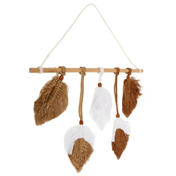 OUNONA Macrame Hanging Boho Woven Tapestry Boho Macrame Wall Hanging Bohemian Tapestry Wall Hanging Boho Wall Decor For Bedroom Leaf Decor For Wall