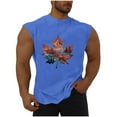 thumbnail image 2 of Camiseta sin mangas de cuello redondo para hombre, informal, a la moda, sin mangas, con estampado, cuello redondo, deportiva, de poliéster, 2 of 5