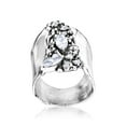 thumbnail image 5 of 925 Sterling Silver Ring With A White Round/Oval Cubic Zirconia CZ , Floral Vintage Antique Look, Hypoallergenic, Nickel and Lead-free, Artisan Handcrafted Designer collection, Made In Israel, 5 of 8