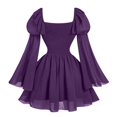 thumbnail image 5 of Rggeeun Halloween Costumes for Women Renaissance Costume Women Corset Dress Square Neck Long Sleeve Gothic Dress Outdoor Picnics Versatile,Purple,M, 5 of 5