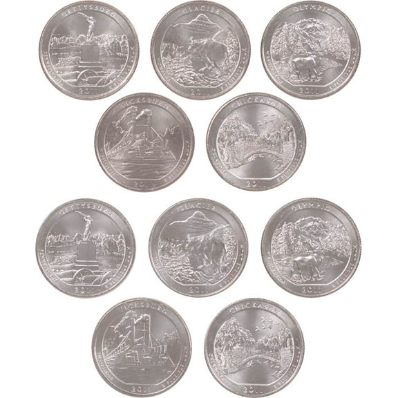 2011 P&D National Park Quarter 10 Coin Set Uncirculated Mint State 25c