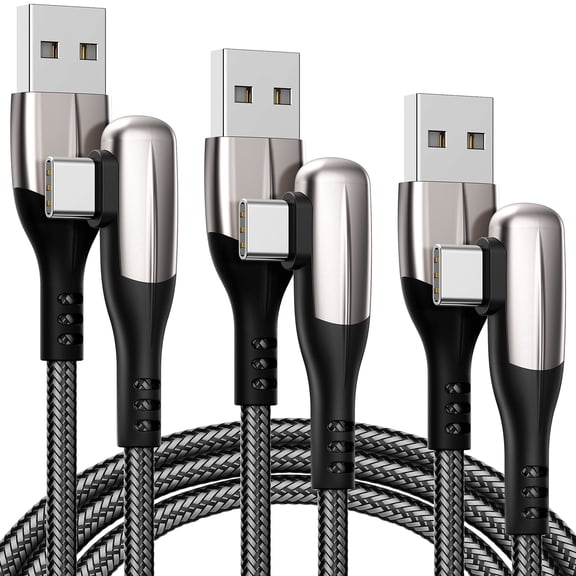 GUSGU USB-A to USB-C Charging Cable Right Angle[3-Pack, 6ft] 60W Nylon Braided USB-C Charger Cable