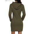 thumbnail image 4 of BadPiggies Women Midi Hoodie Dress with Pocket Long Sleeve Cotton Pullover Slim Fit Sweater Dress (2XL, Green), 4 of 7