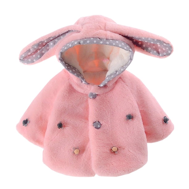Abrigo De Invierno Para Niños Pequeños, Chaquetas Para Niños Y Niñas, Chaquetas Con Orejas De Lazo Para Bebés, Chaqueta Con Capucha Gruesa Y Cálida, Abrigo, Capa Rosa Odeerbi LM103-168