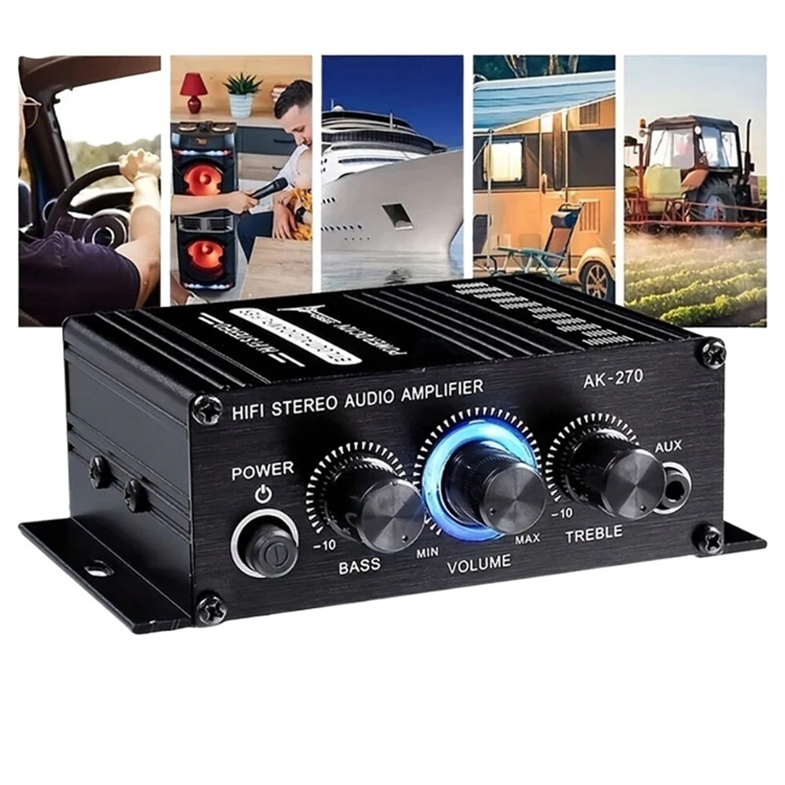 400W MINI Power Amplifier Channel 2.0 With BT HIFI Stereo Sound Amp Bass Trebl For Home/Car/RV/Yacht Theater Sound System