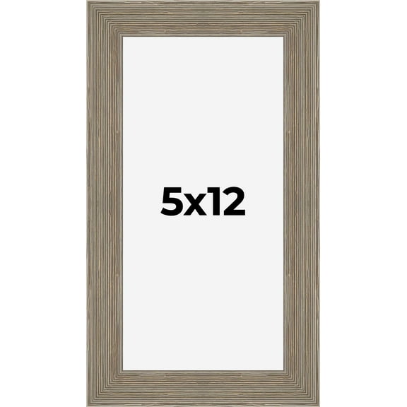 5x12 Frame Gray Barnwood Rustic Solid Wood Picture Frame | 1.5 Inch Moulding Width | Includes UV