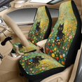 thumbnail image 3 of Xixirimido Automotive Seat Covers for Cars Trucks and SUVs Car Seat Covers for Front Seats with Car Seatbelt Covers & Armrest Box Cover, Set of 5, Black Cat Colorful Floral, 3 of 8