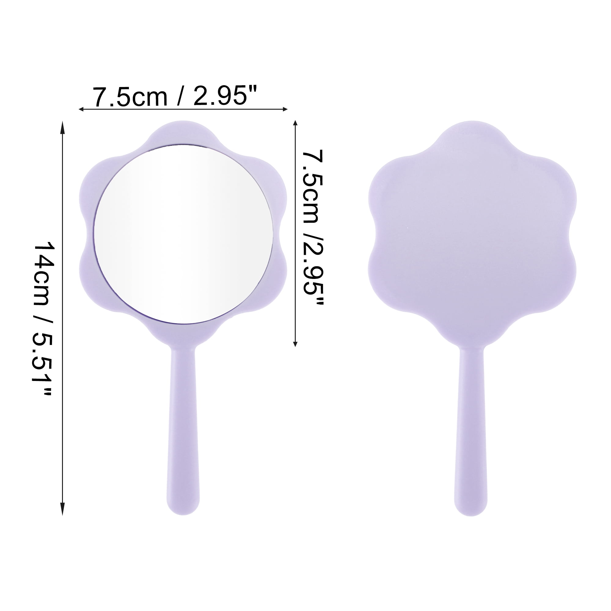 Unique Bargains 1Pc Flower Shape Handheld Mirror for Business Travel Purple