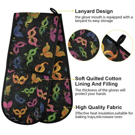 

BZSMCE Oven Mitts Whimsical Masks Creative Pattern Resistant Kitchen Gloves