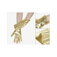 thumbnail image 3 of INSPIRE CHIC Women's Metallic Shiny Shimmer Full Finger Wrist Length Gloves for Party Costume 1 Pair One Size Gold, 3 of 6