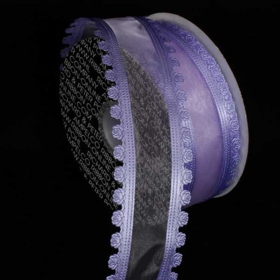 The Ribbon People Purple Floral Edge Wired Craft Ribbon 1.5" x 80 Yards