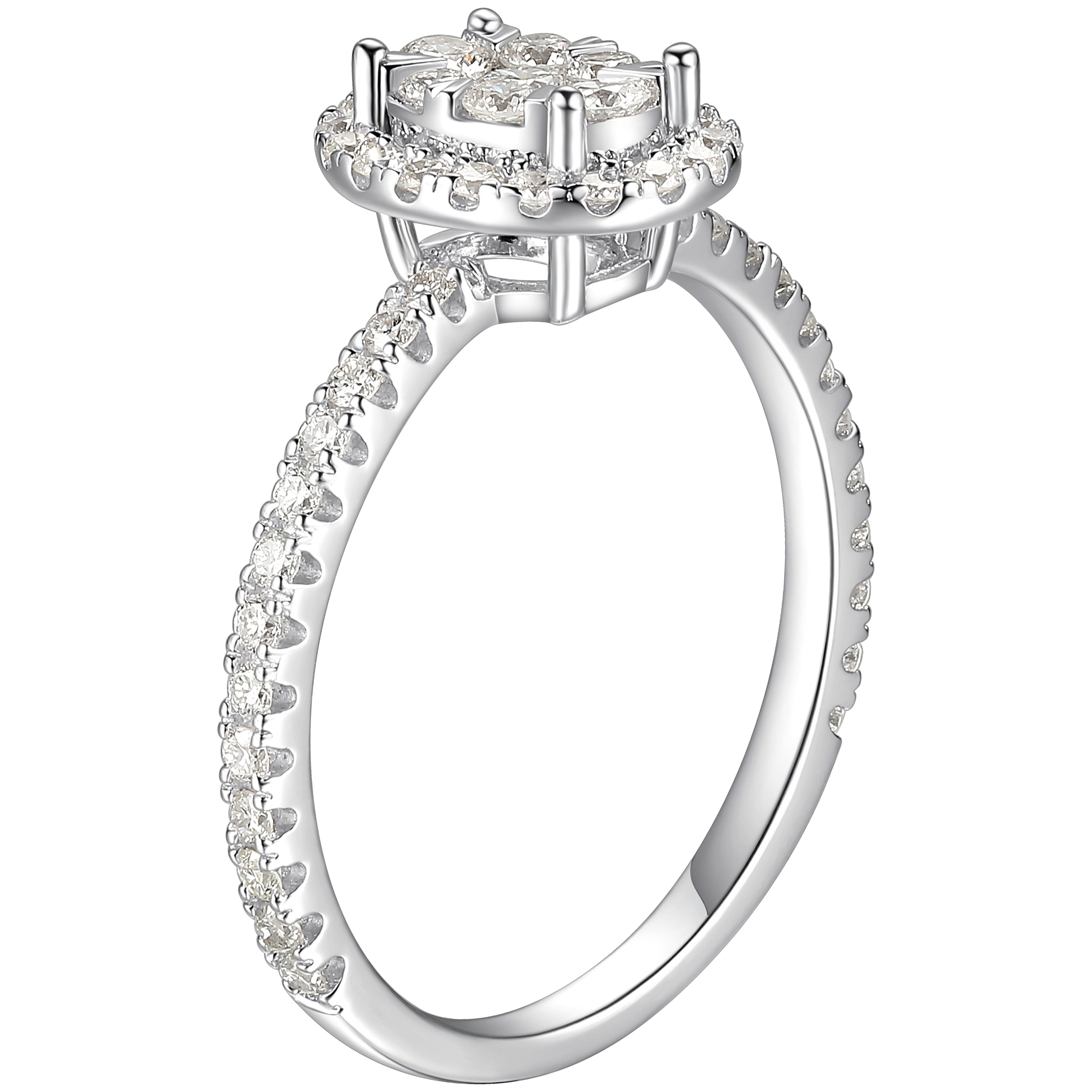Forever Facets 5/8 CT TW Lab Grown Diamond Oval-Shape Ring in Sterling Silver, Adult Female