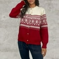 thumbnail image 2 of Women's Embroidered Jacquard Knit Cardigan Open Front Loose Fit Crewneck Button Up Sweater Jacket Stylish Comfortable Lightweight, 2 of 6
