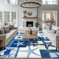 thumbnail image 4 of Blue Coastal Washable Living Room Rugs 5'x8', Summer Ocean Shell Crab Ocean Low Pile Throw Large Area Rug Non-Slip Sturdy Edge Binding Carpet for Living Room Kitchen Office, 4 of 9