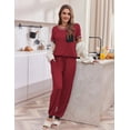 thumbnail image 2 of Ekouaer Pajama Sets for Women Short Sleeve Pjs Sets 2 Piece Loungewear Sleepwear with Long Joggers Pants, 2 of 6