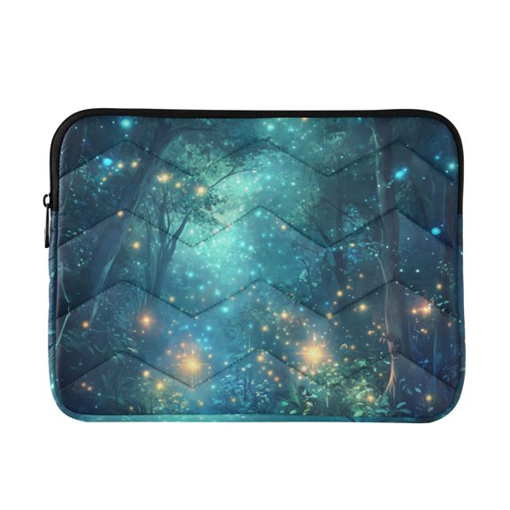 FORMRS 13-13.3 inch Laptop Sleeve Case Soft Carrying Quilted Computer Bag Cover, Magical Forest Glowing Lights