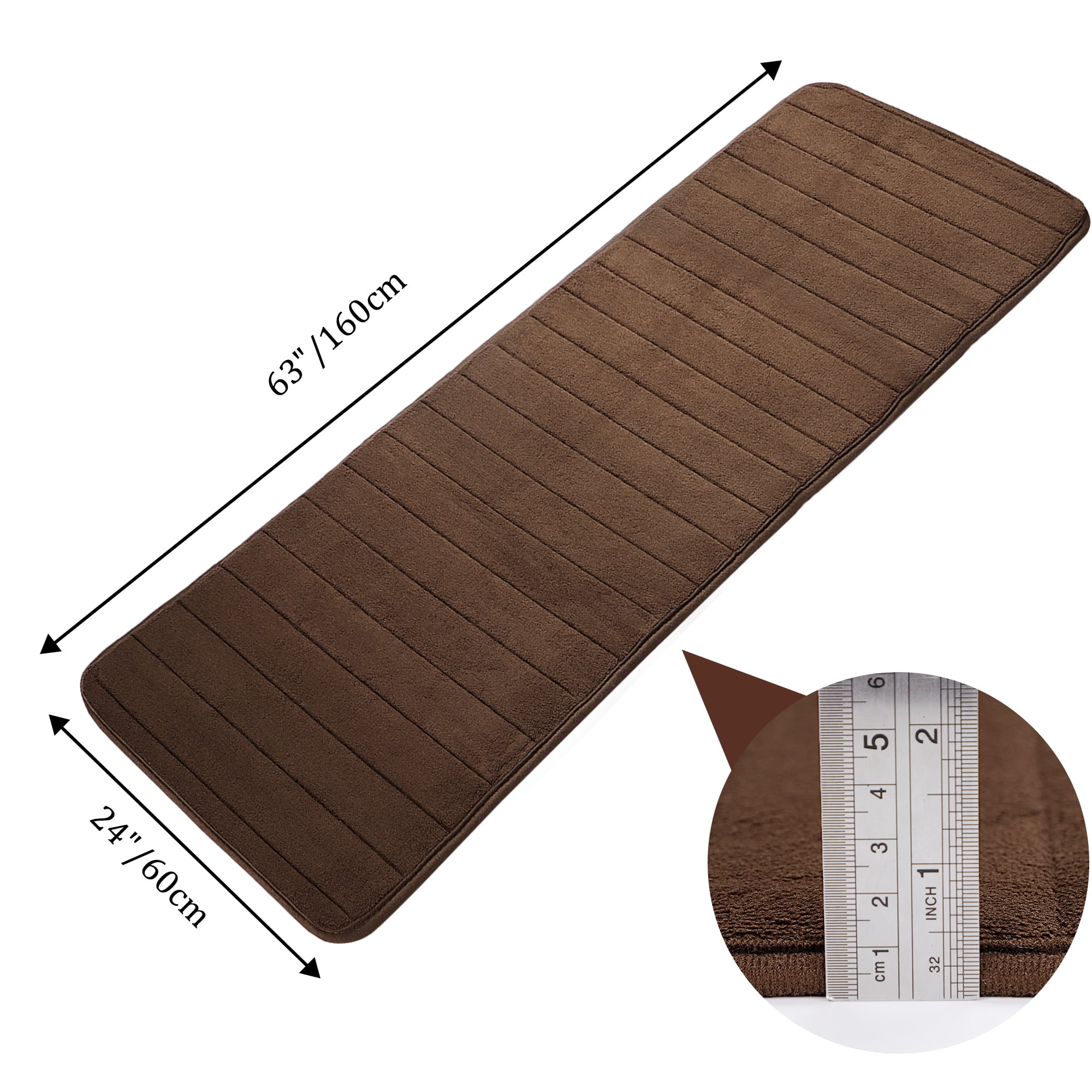 Unique Bargains Anti-slip Memory Foam Bath Floor Mat Area Runner Rug Coffee Color 24"x63"